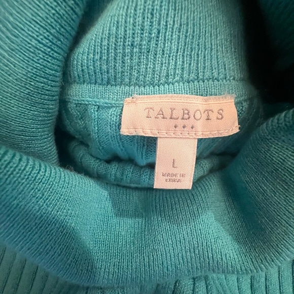 Talbots Women's Turquoise Ribbed Knit Turtleneck Soft Sweater, Size Large - Picture 7 of 11